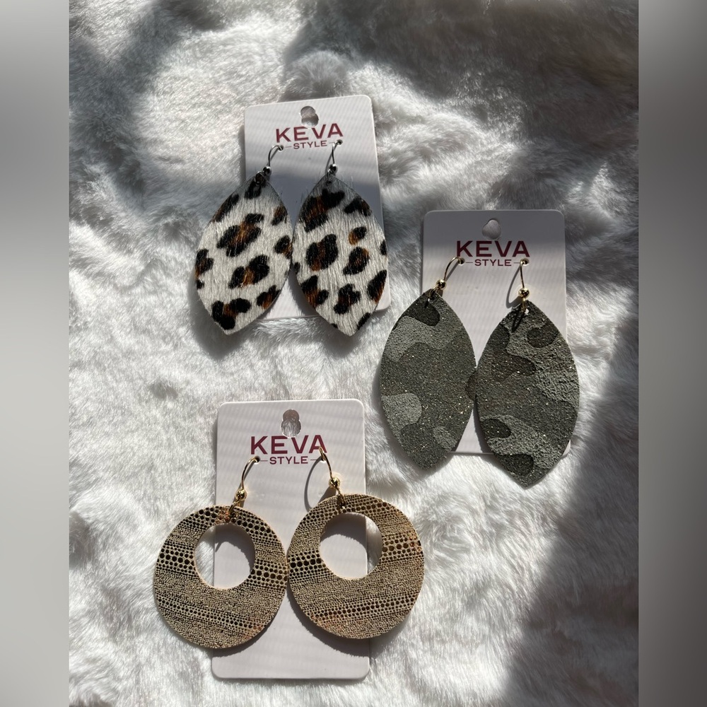 NWT Keva leather earrings